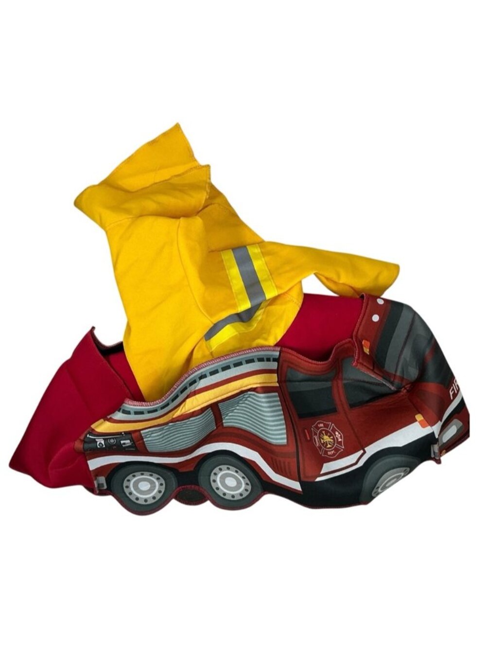 3D Fire Truck Costume ride-in Plush Padded Fireman Tunic Toddler 3-4 T - Picture 4 of 8